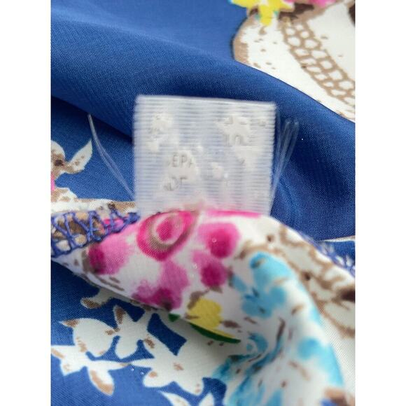 Blue Skull Floral Studded Sleeveless Crop Tank Top, Edgy Festival - Size S/M - Picture 7 of 11